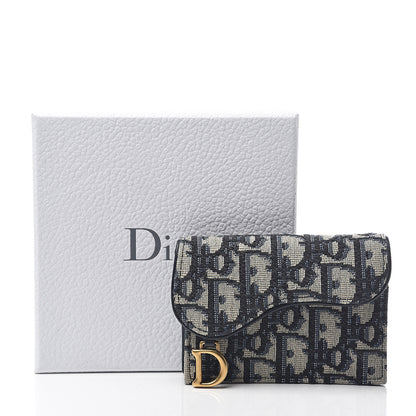 Christian Dior Oblique Saddle Card Holder Blue 6 of 6