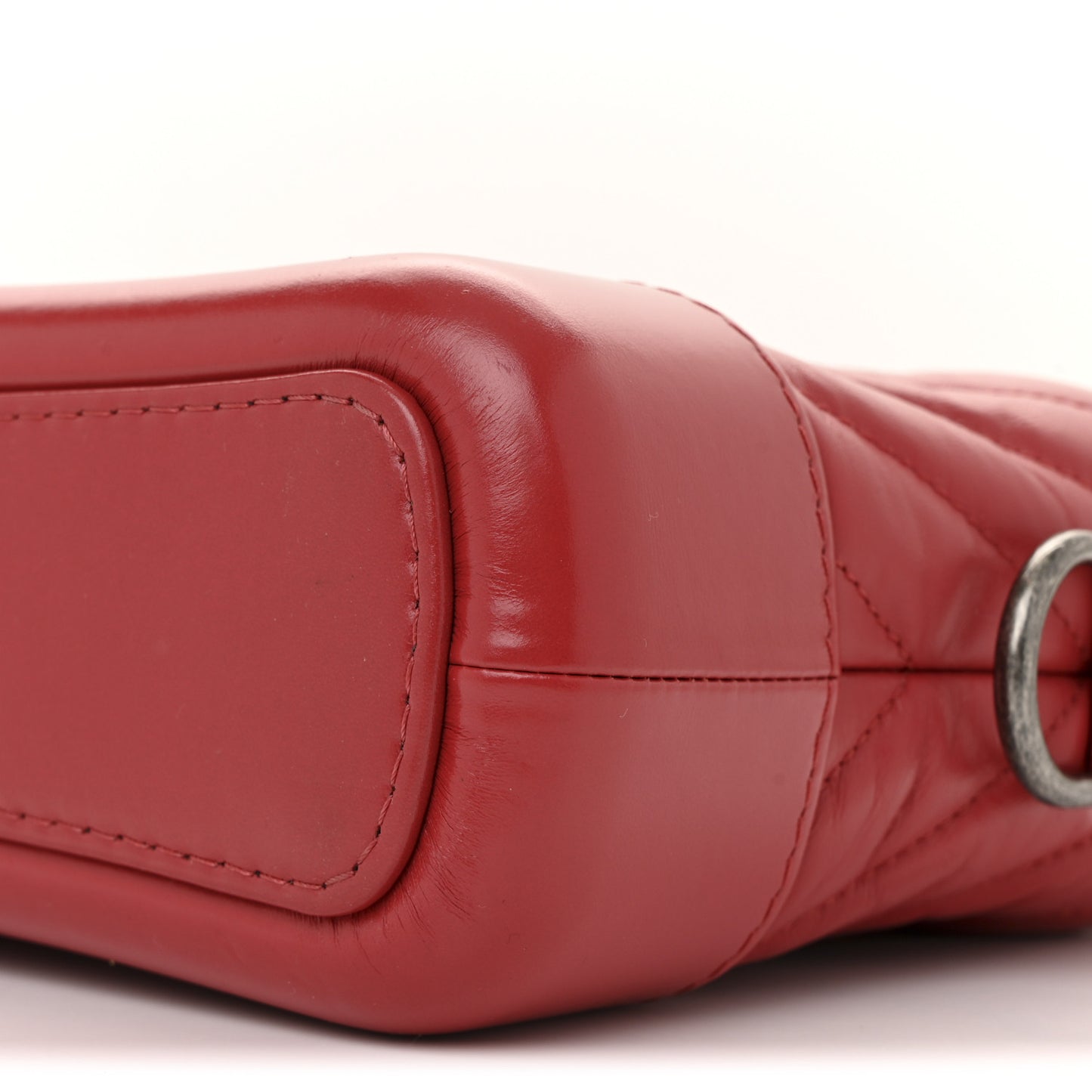 Aged Calfskin Chevron Quilted Small Gabrielle Hobo Red
