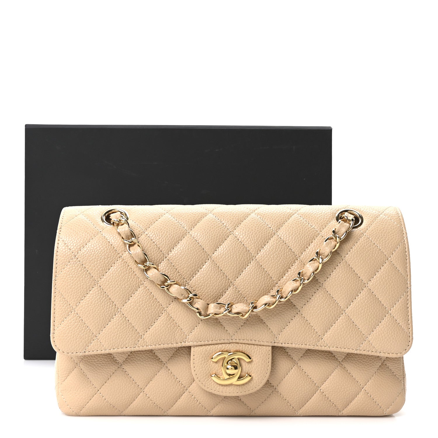 Chanel Caviar Quilted Medium Double Flap Beige 11 of 11