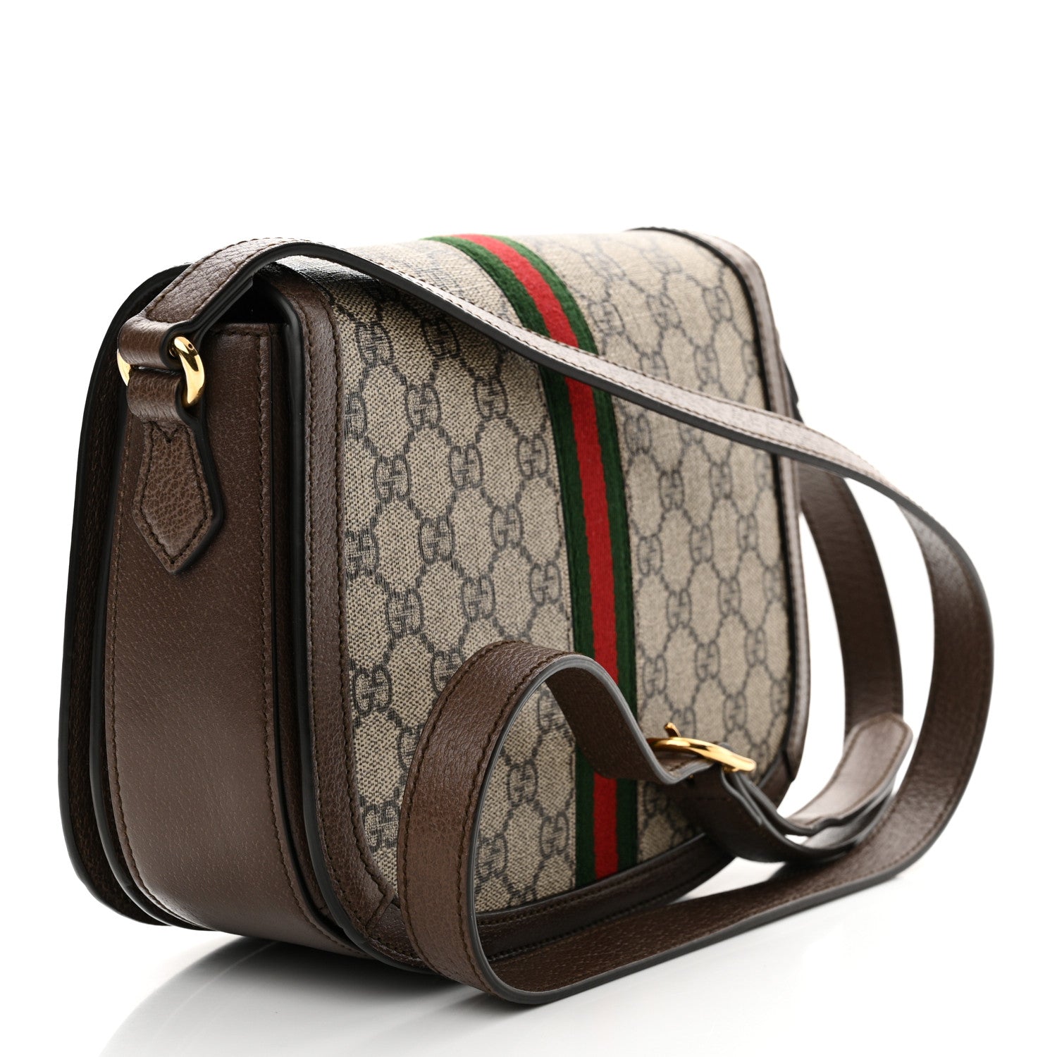 Gucci GG Supreme Monogram Web Small Ophidia Flap Messenger Bag Brown 3 of 10