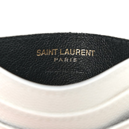 Saint Laurent Grain De Poudre Matelasse Chevron Monogram Credit Card Case Crema Soft 6 of 9
