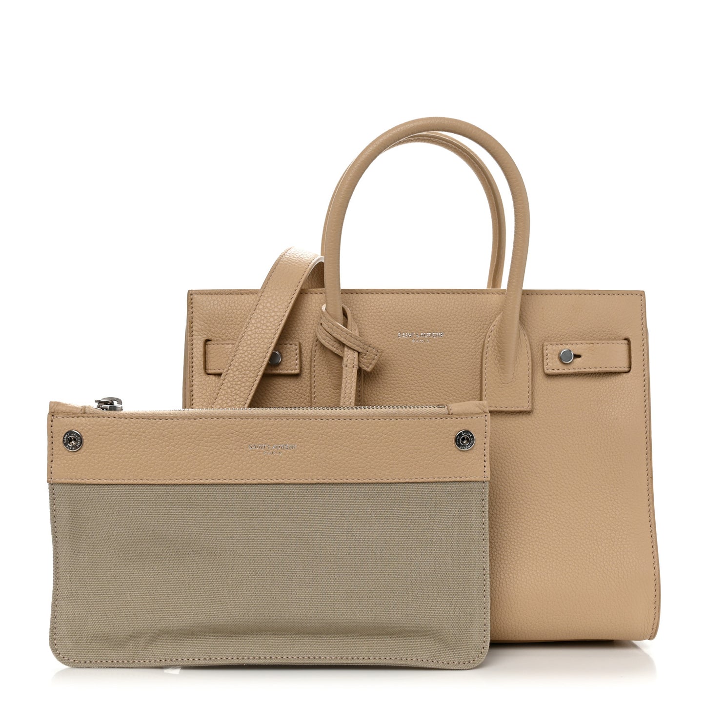 Grained Calfskin Baby Supple Sac De Jour Beige