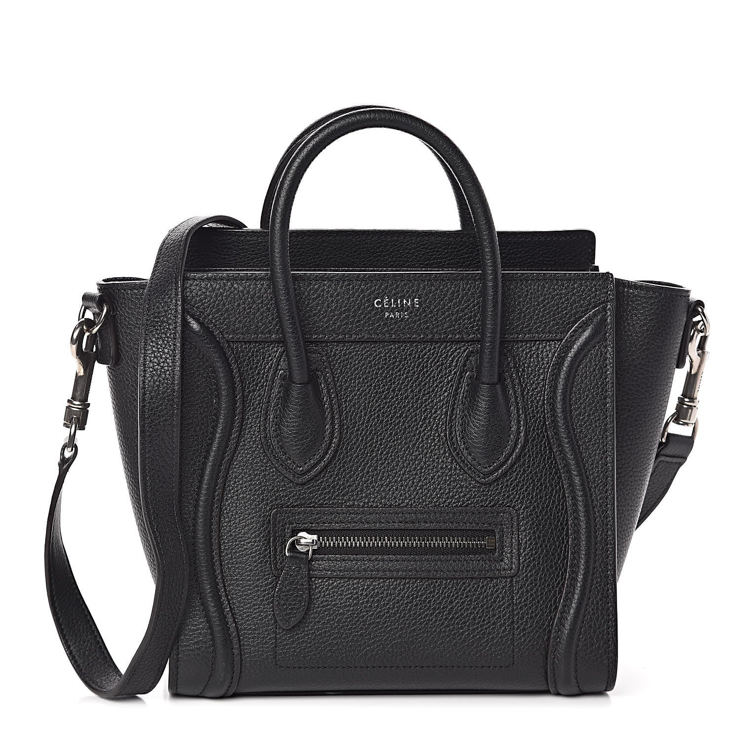 Celine Drummed Calfskin Nano Luggage Black 1 of 9