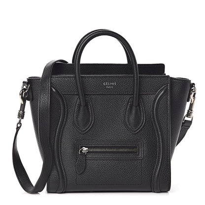 Celine Drummed Calfskin Nano Luggage Black 1 of 9