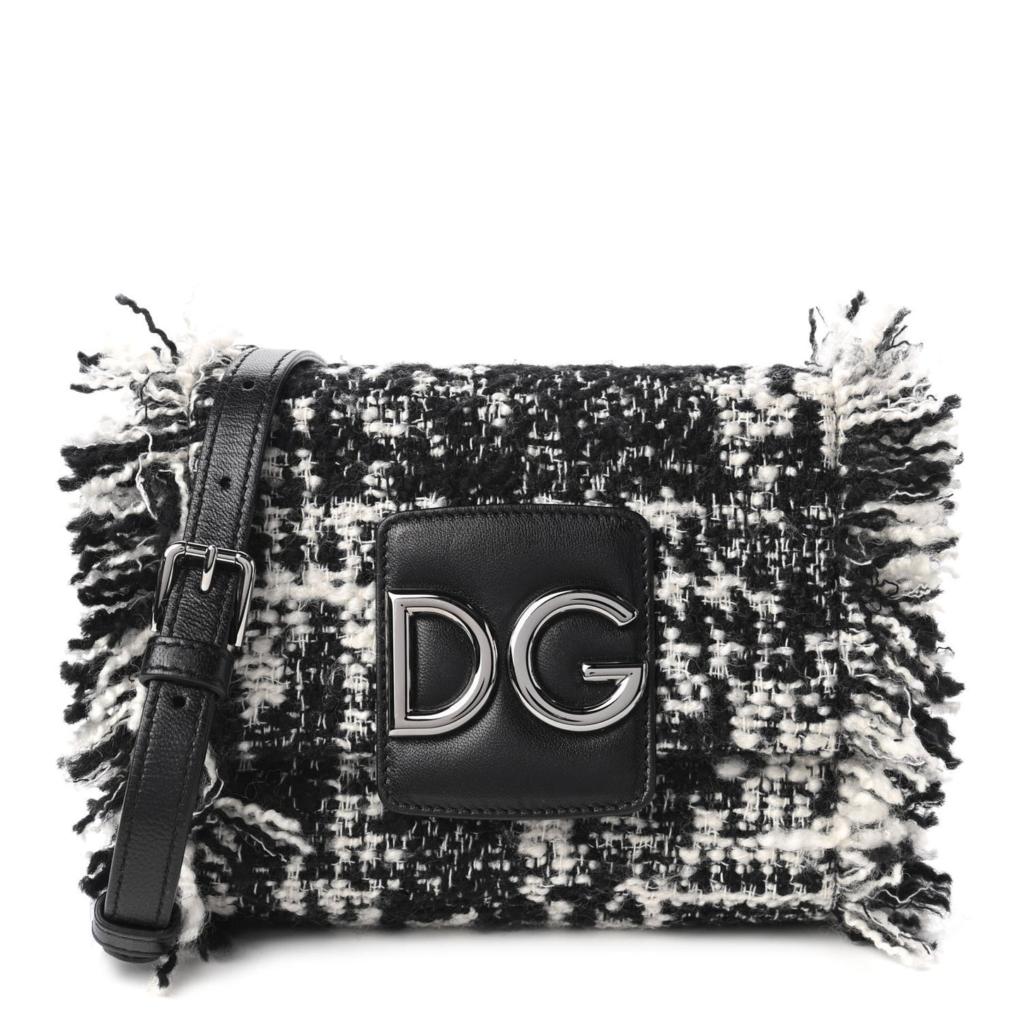 Tweed Mini Millennials Crossbody Bag Black White