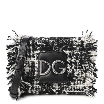 Dolce & Gabbana Tweed Mini Millennials Crossbody Bag Black White 1 of 10