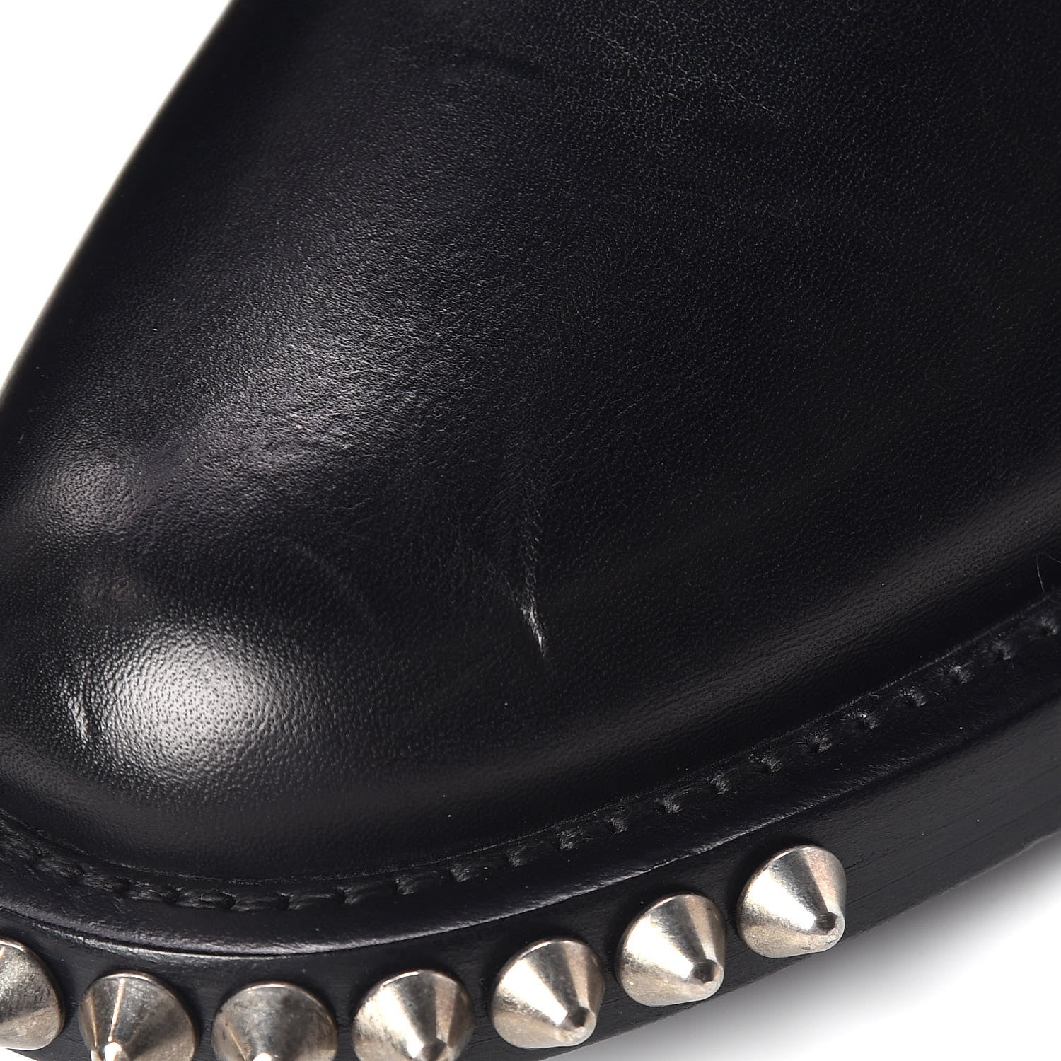 Saint Laurent Smooth Calfskin Studded Womens Punk Ranger Boots 38 Black 10 of 10