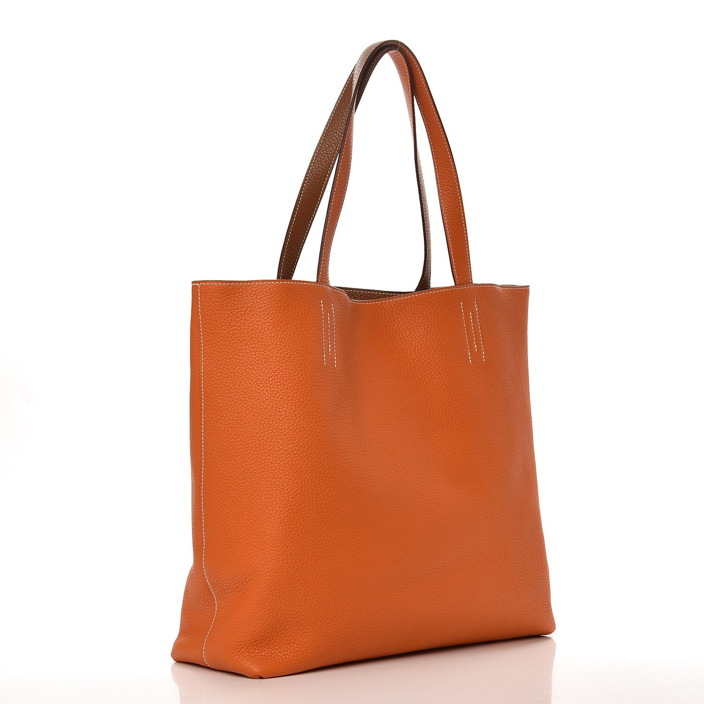 Taurillon Clemence Double Sens 36 Reversible Tote Orange Gold