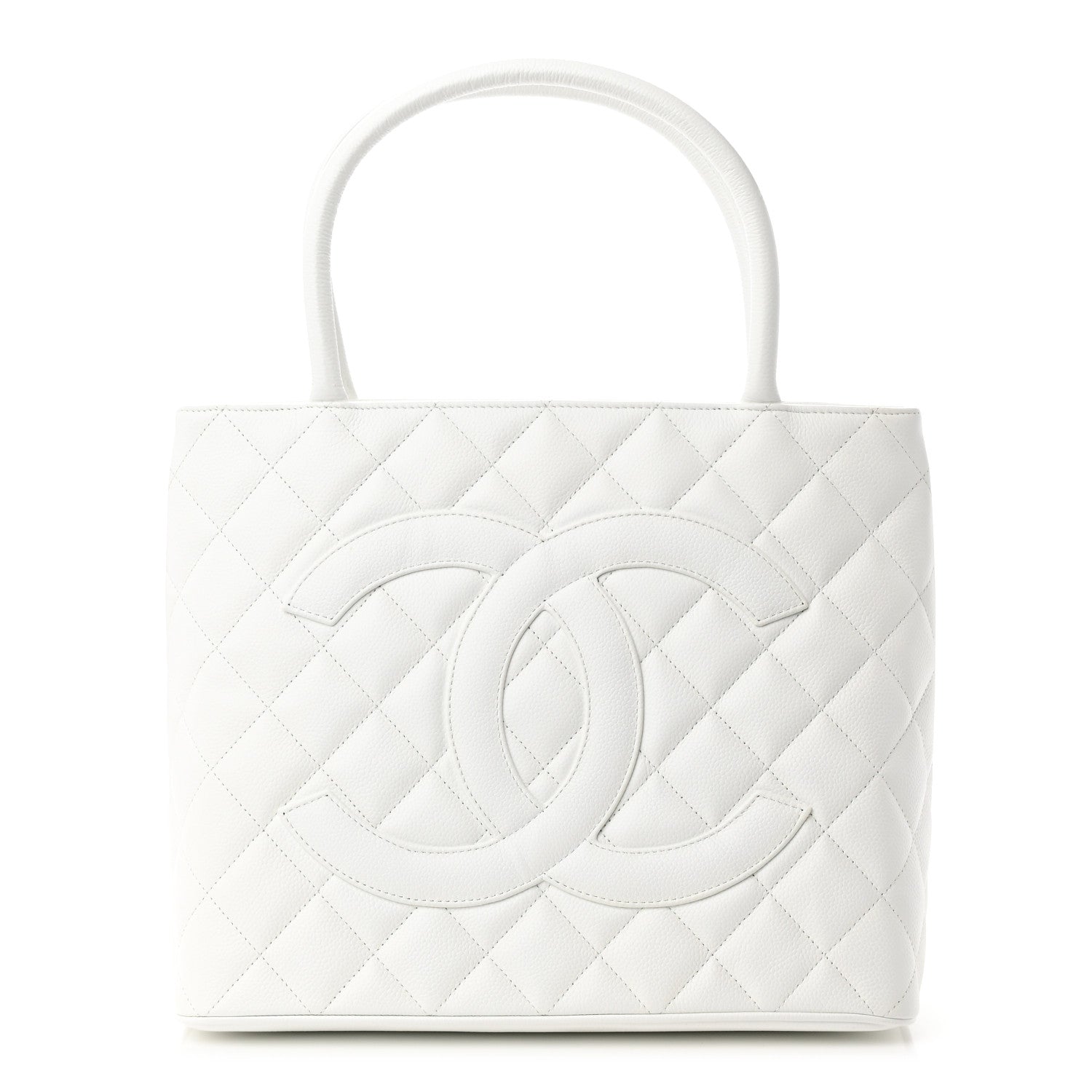 Chanel Caviar Quilted Medallion Tote White 1 of 16