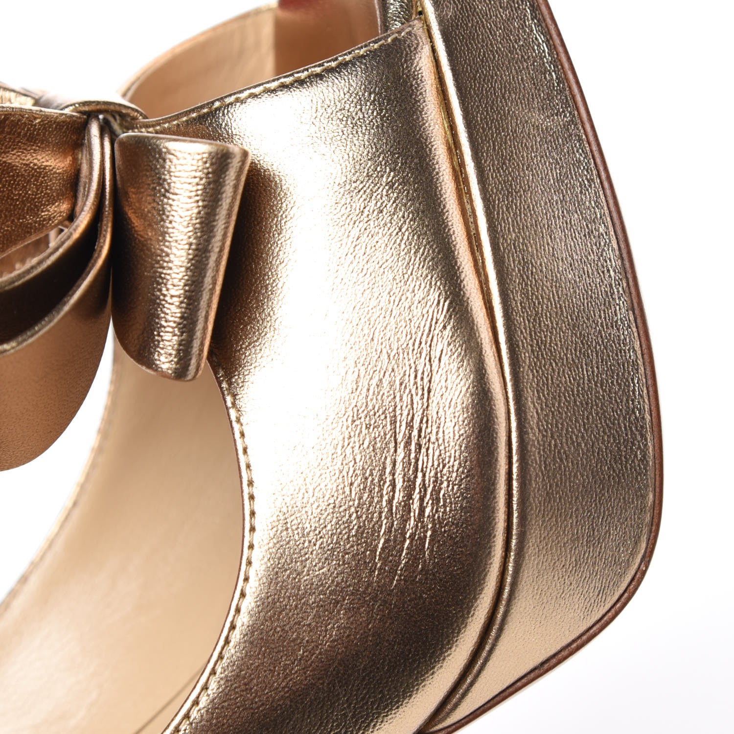 Valentino Garavani Metallic Nappa Couture Bow Peep Toe 25/120mm Platform Pumps 38 Light Bronze 7 of 11