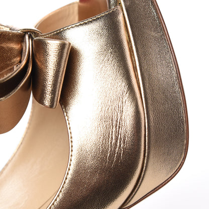 Valentino Garavani Metallic Nappa Couture Bow Peep Toe 25/120mm Platform Pumps 38 Light Bronze 7 of 11