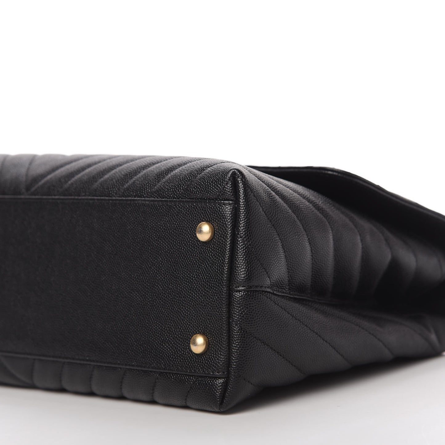 Caviar Chevron Quilted Medium Coco Handle Flap Black