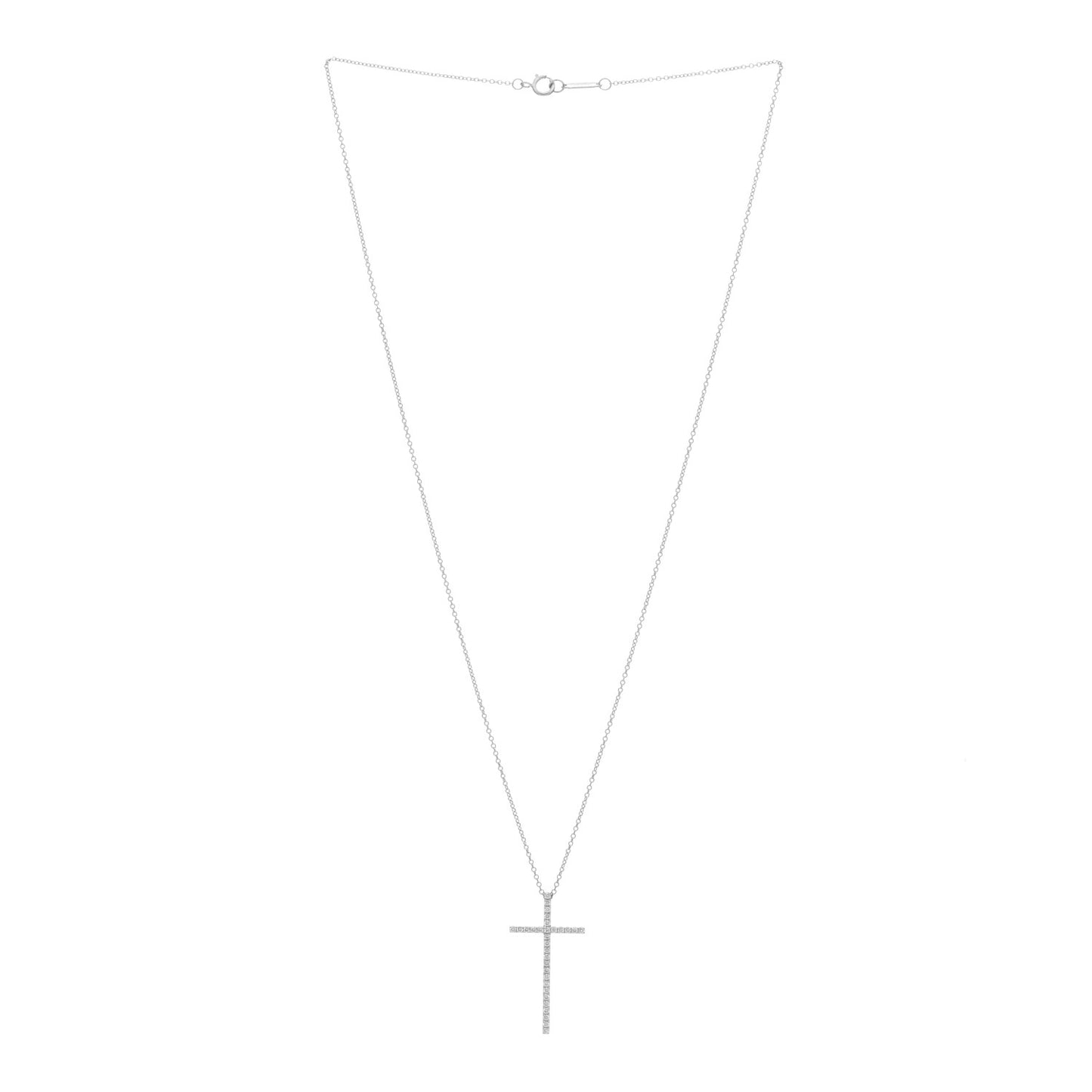 18K White Gold Diamond Metro Cross Pendant Necklace