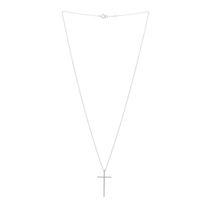Tiffany 18K White Gold Diamond Metro Cross Pendant Necklace 2 of 3
