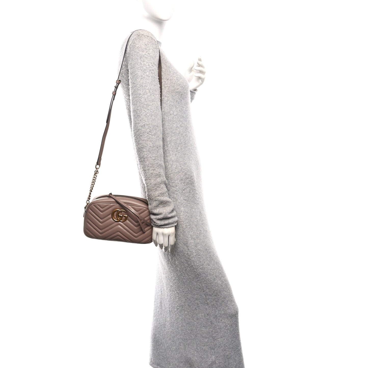 Calfskin Matelasse Small GG Marmont Chain Shoulder Bag Porcelain Rose