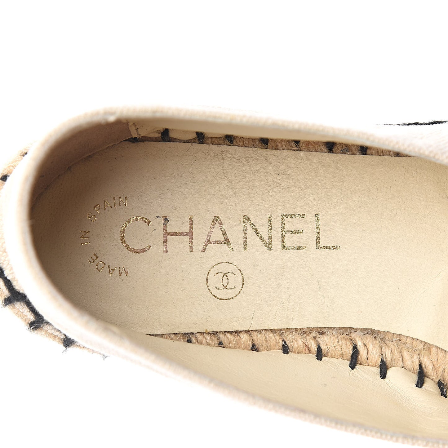 Fabric Biarritz CC Espadrilles 36 Beige Black