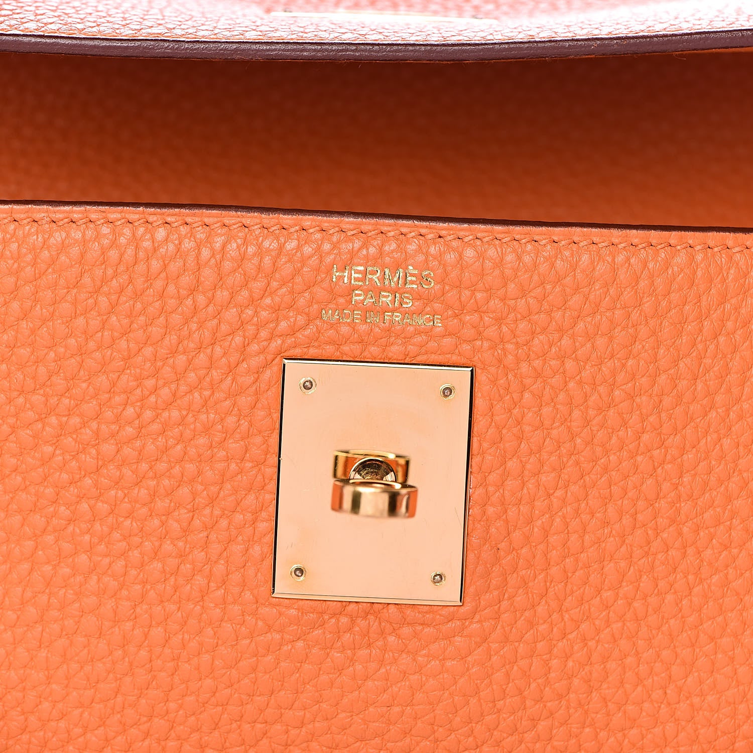Hermes Taurillon Clemence Kelly Retourne 32 Orange 8 of 33