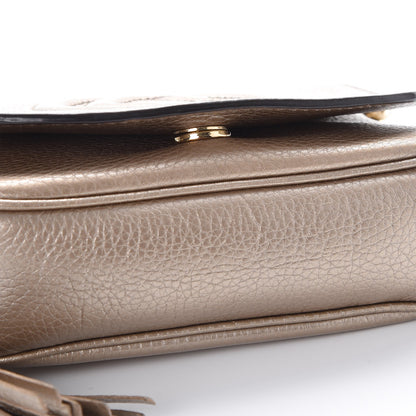 Gucci Metallic Pebbled Calfskin Small Soho Flap Crossbody Golden Beige 8 of 8