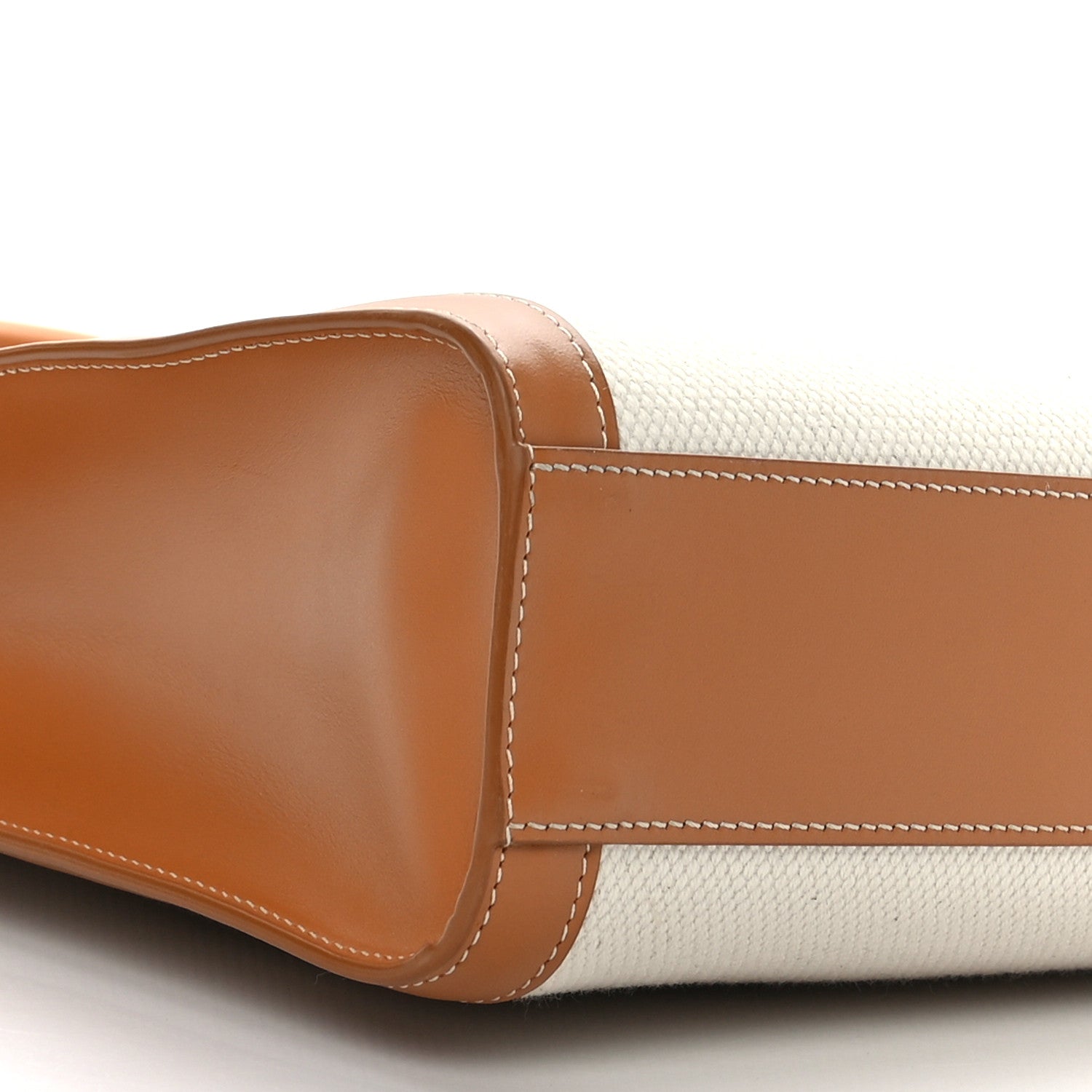 Celine Canvas Calfskin Logo Print Small Vertical Cabas Natural Tan 7 of 8
