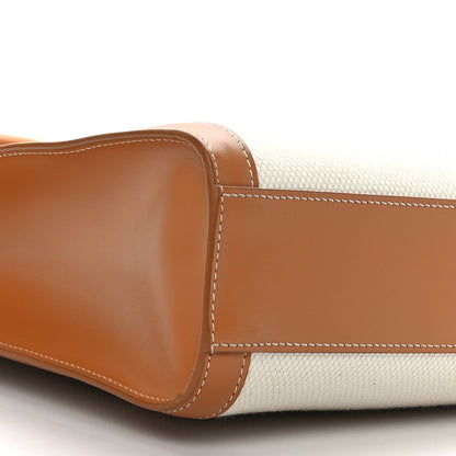 Celine Canvas Calfskin Logo Print Small Vertical Cabas Natural Tan 7 of 8