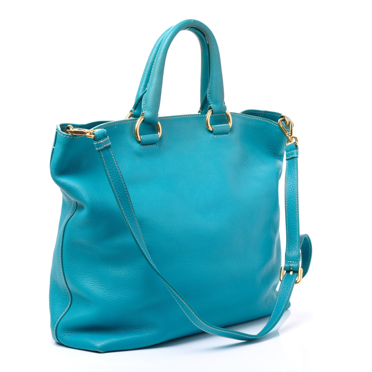Vitello Daino Shopping Tote Turchese