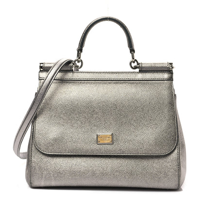 Dolce & Gabbana Metallic Dauphine Medium Miss Sicily Satchel Silver 1 of 6