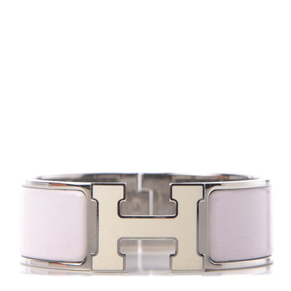 Hermes Enamel Wide Clic Clac H Bracelet PM Rose Nymph White 1 of 7