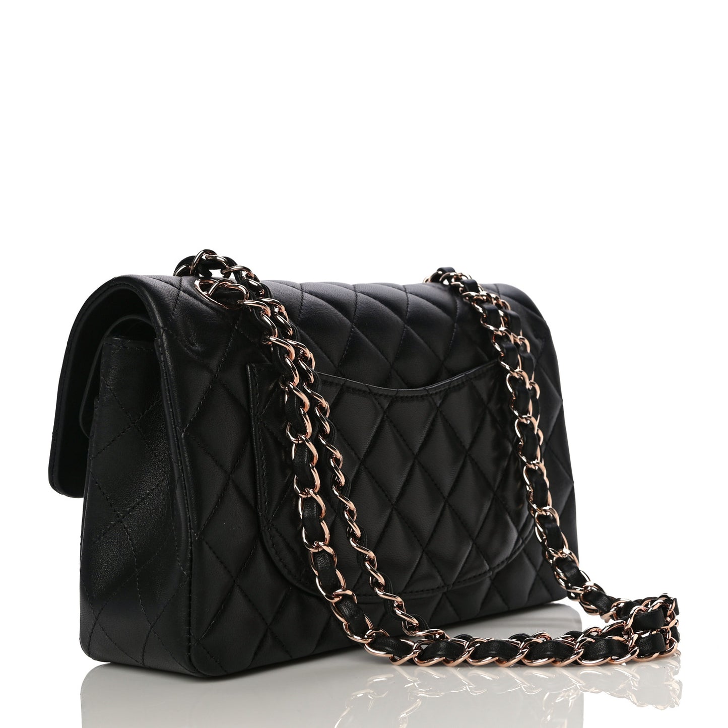 Lambskin Quilted Small Double Flap Black