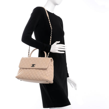 Chanel Caviar Quilted Medium Coco Handle Flap Light Beige 2 of 12