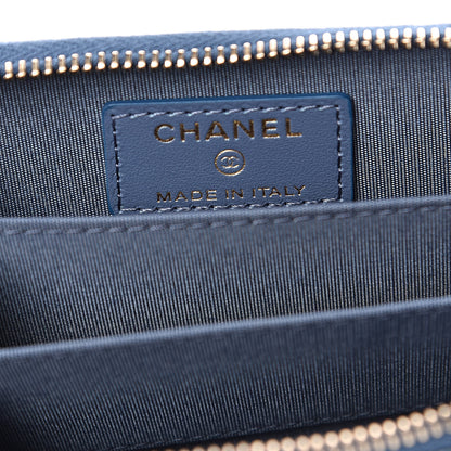 Chanel Iridescent Caviar Quilted Zip Coin Purse Blue 6 of 8