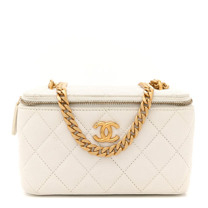 Chanel Caviar Quilted Sweetheart Vanity Case White 1 of 12