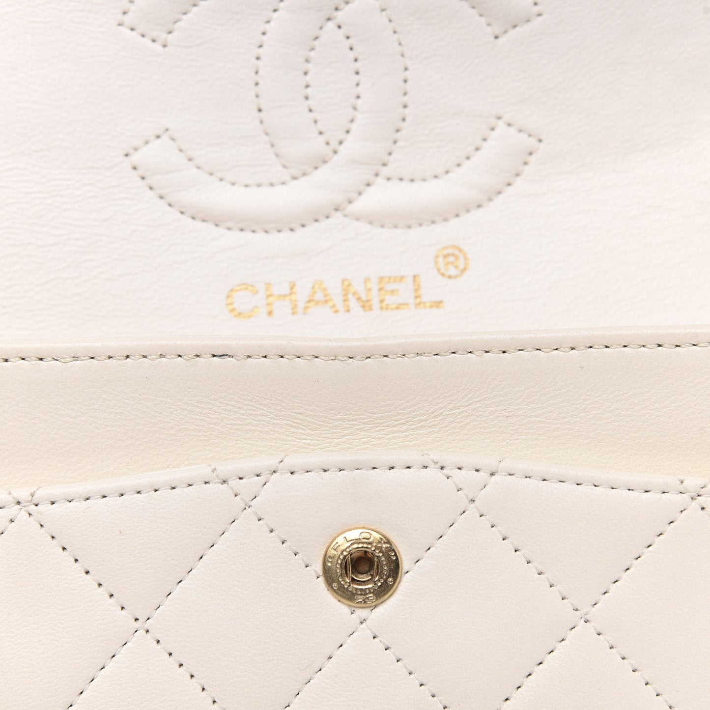Lambskin Quilted Small Double Flap White
