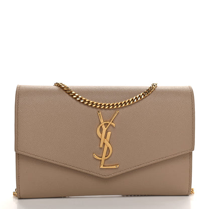 Saint Laurent Grain De Poudre Monogram Uptown Chain Wallet Dark Beige 2 of 11