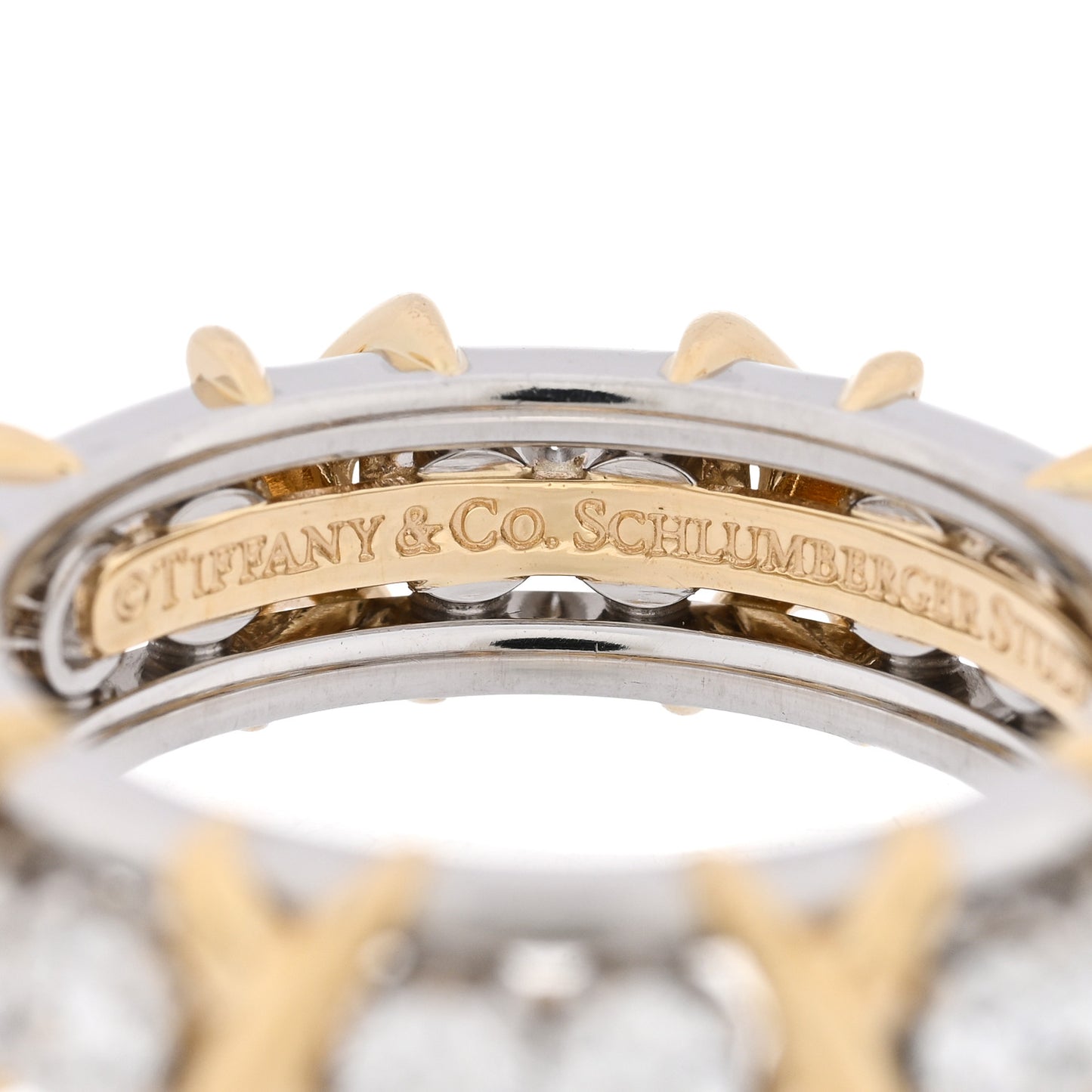 18K Yellow Gold Platinum Diamond Schlumberger Sixteen Stone Ring 48 4.5