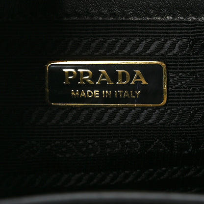 Prada Saffiano Lux Metal Triangle Logo Medium Shoulder Tote Handbag Black 6 of 8