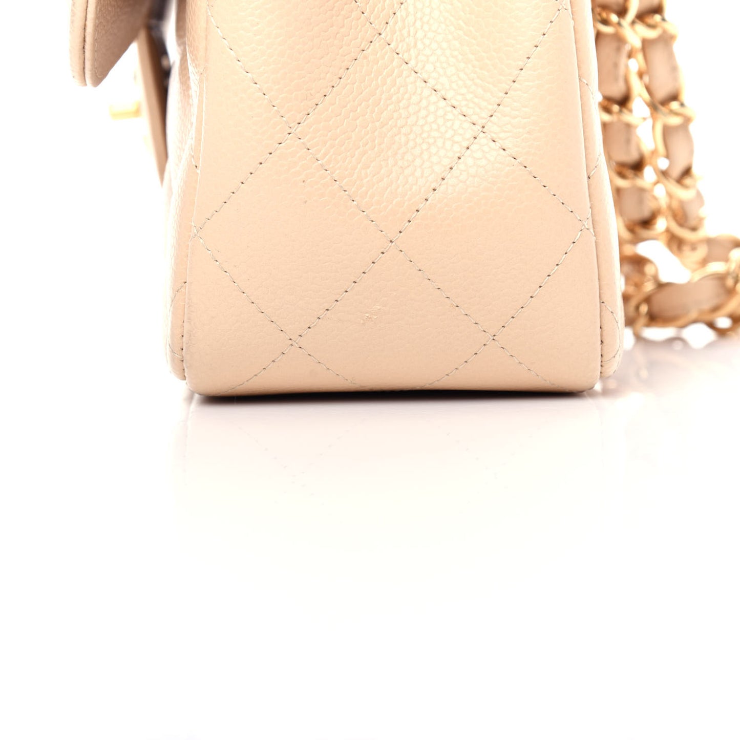 Caviar Quilted Jumbo Double Flap Light Beige