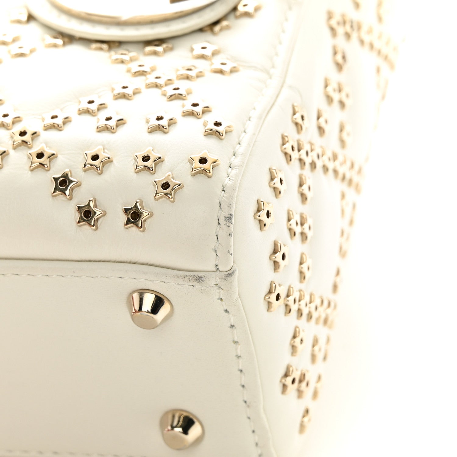 Christian Dior Lambskin Cannage Lucky Star Studded Mini Lady Dior White 11 of 17
