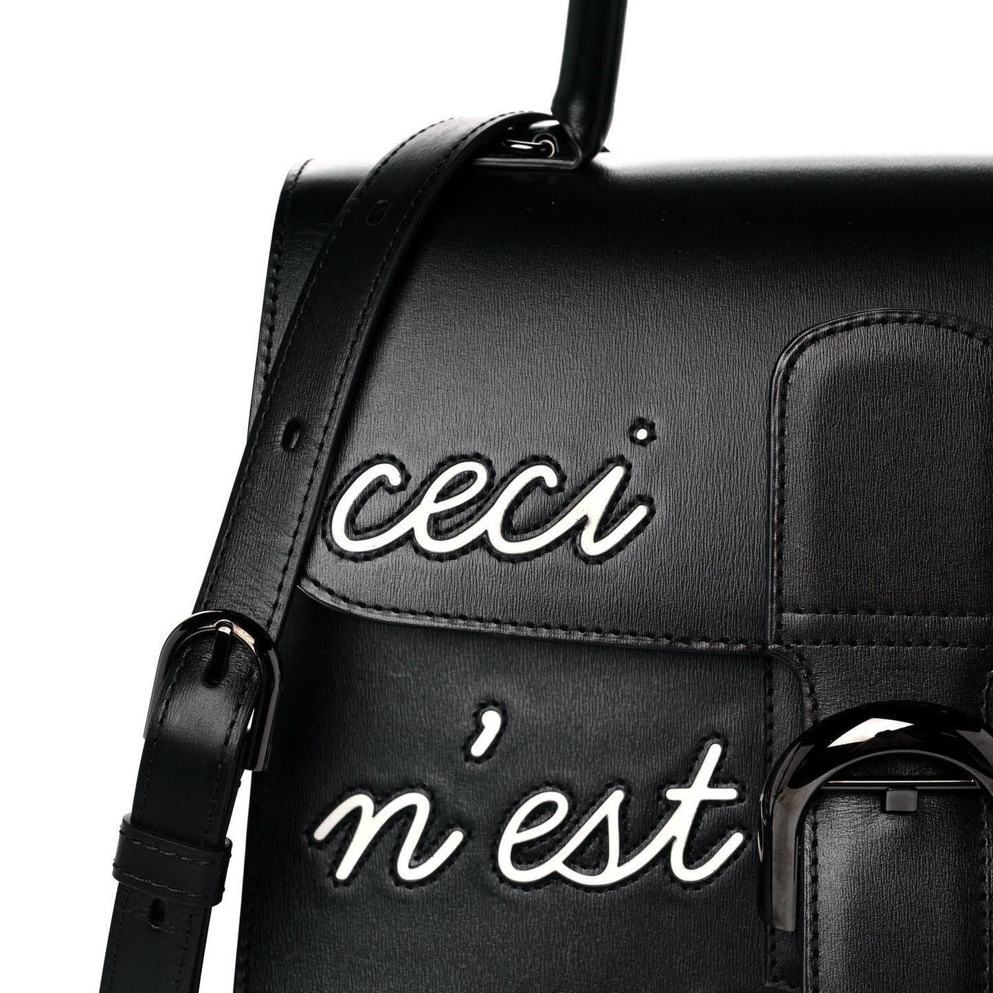 Calfskin MM L'Humour Brillant Satchel Black