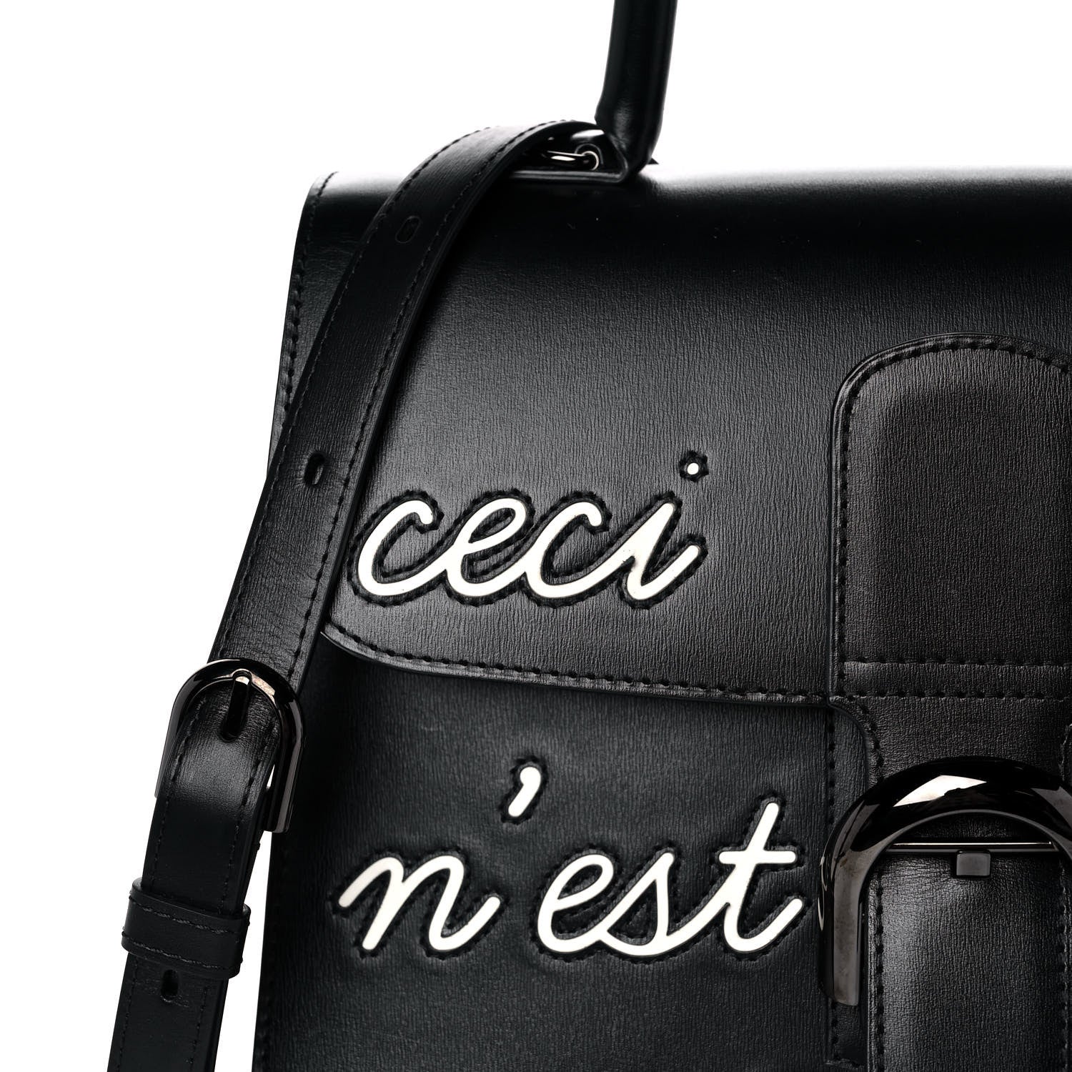 Delvaux Calfskin MM L'Humour Brillant Satchel Black 8 of 14