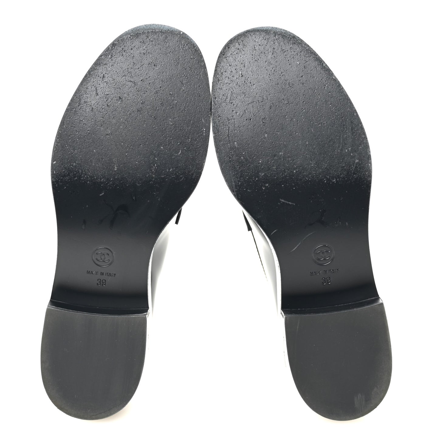 Shiny Calfskin Quilted CC Mocassin Loafers 39 Navy Blue