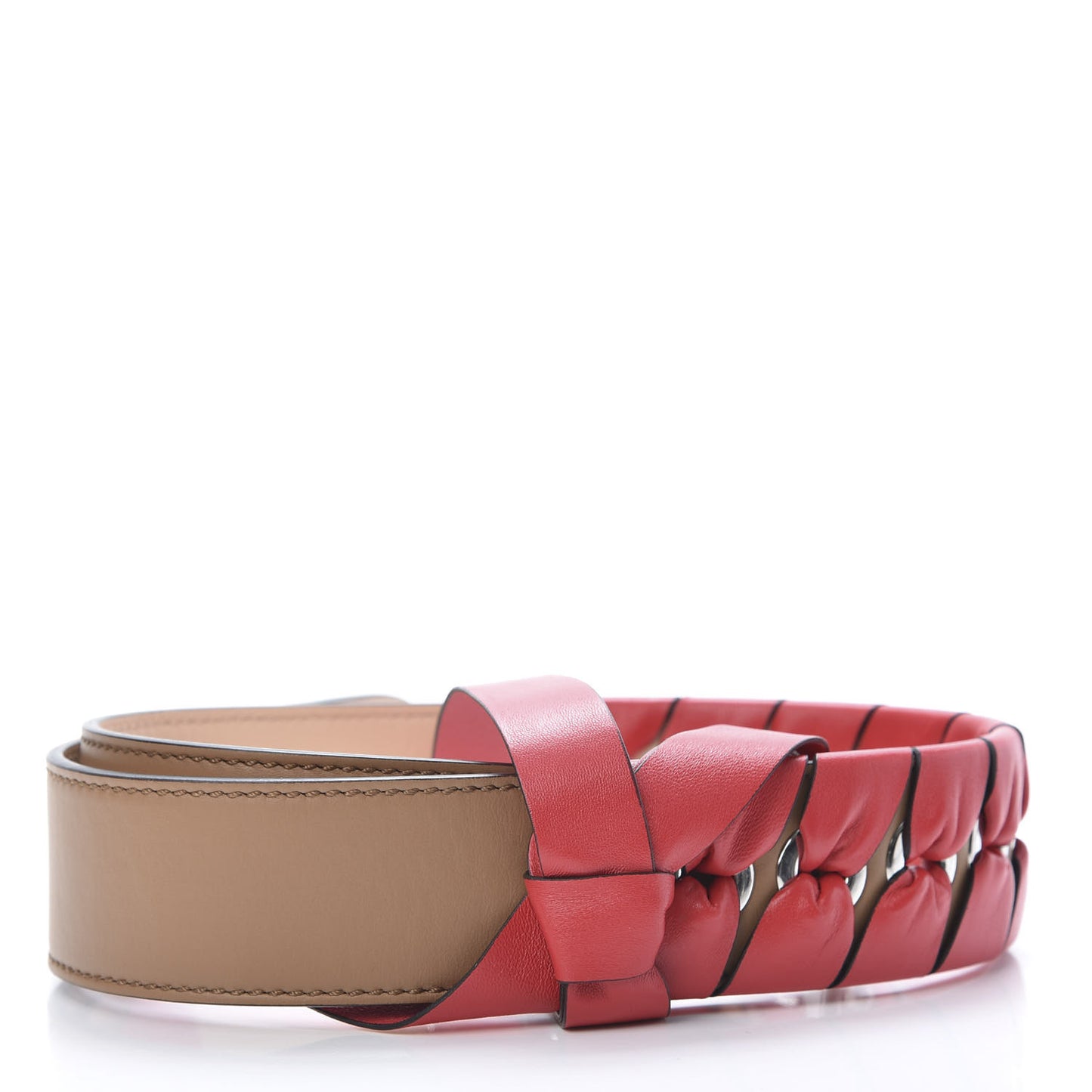 Calfskin Shiny Nappa Lace up Bow Strap You Brown Red