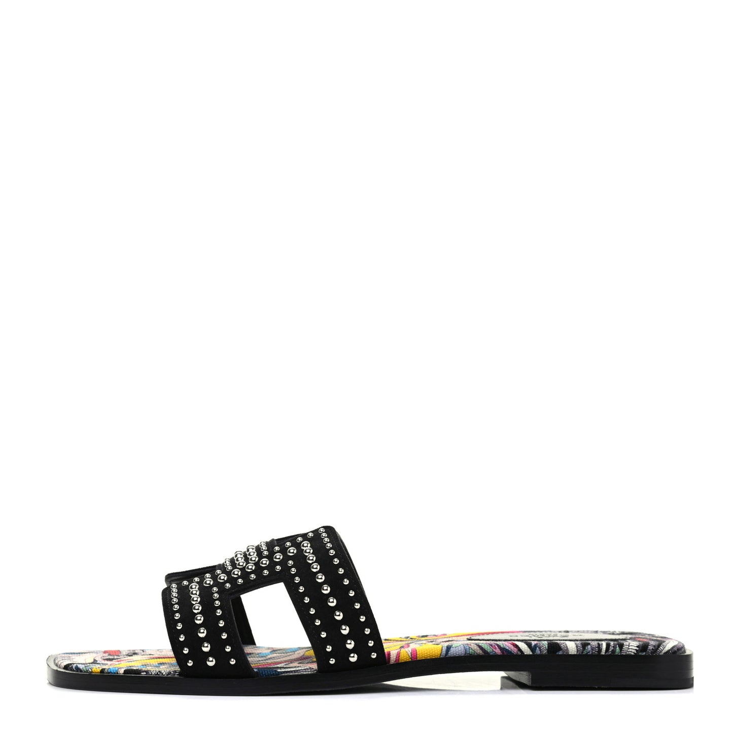 Suede Goatskin Studded Oran Sandals 38 Black