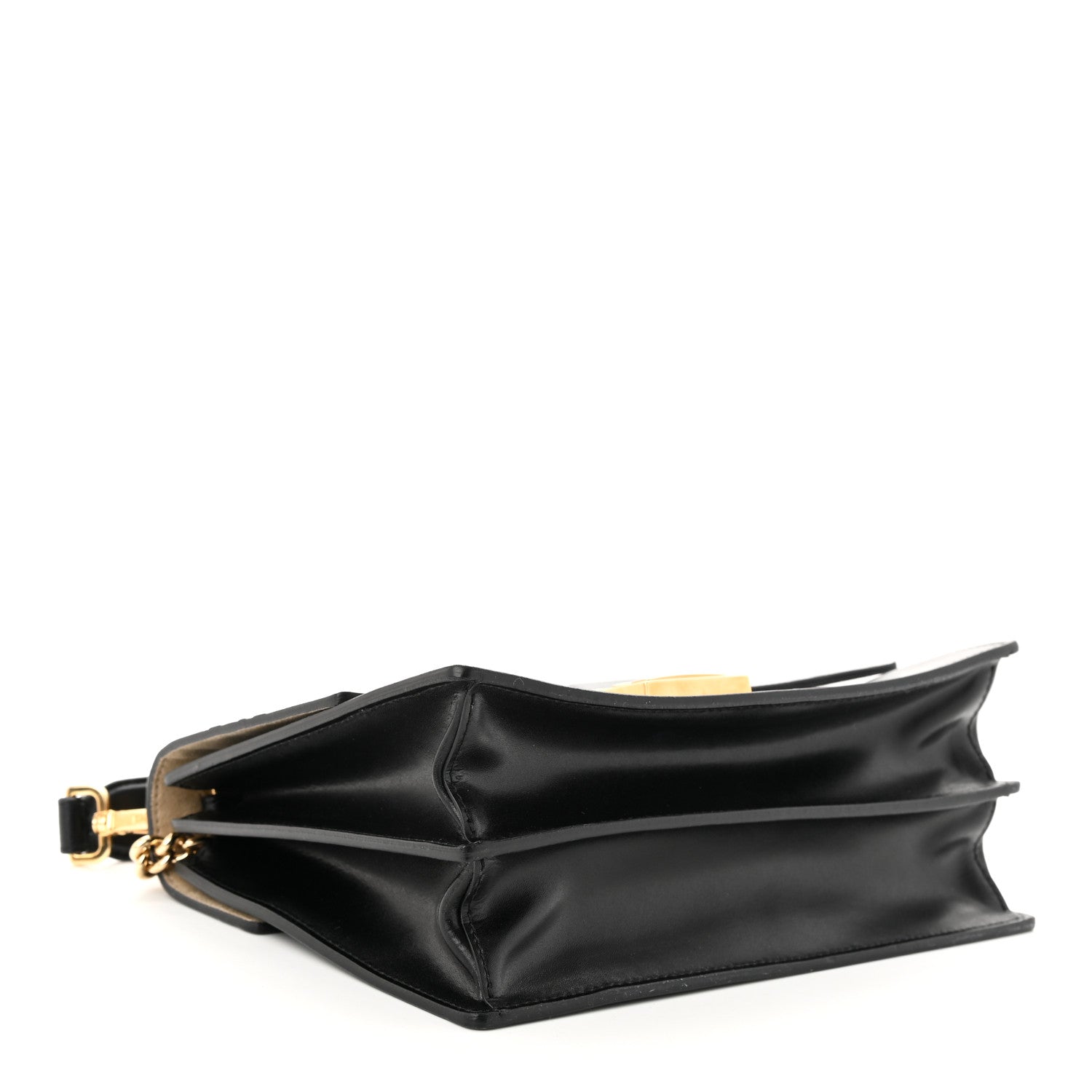 Fendi Vitello Liberty Bi-Color FF 1974 Embossed Chain Strap Kan U Shoulder Bag Black Maya 4 of 10