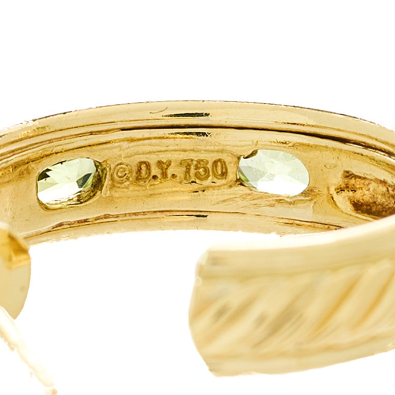 David Yurman 18K Yellow Gold Peridot Cable Hoop Earrings 4 of 4