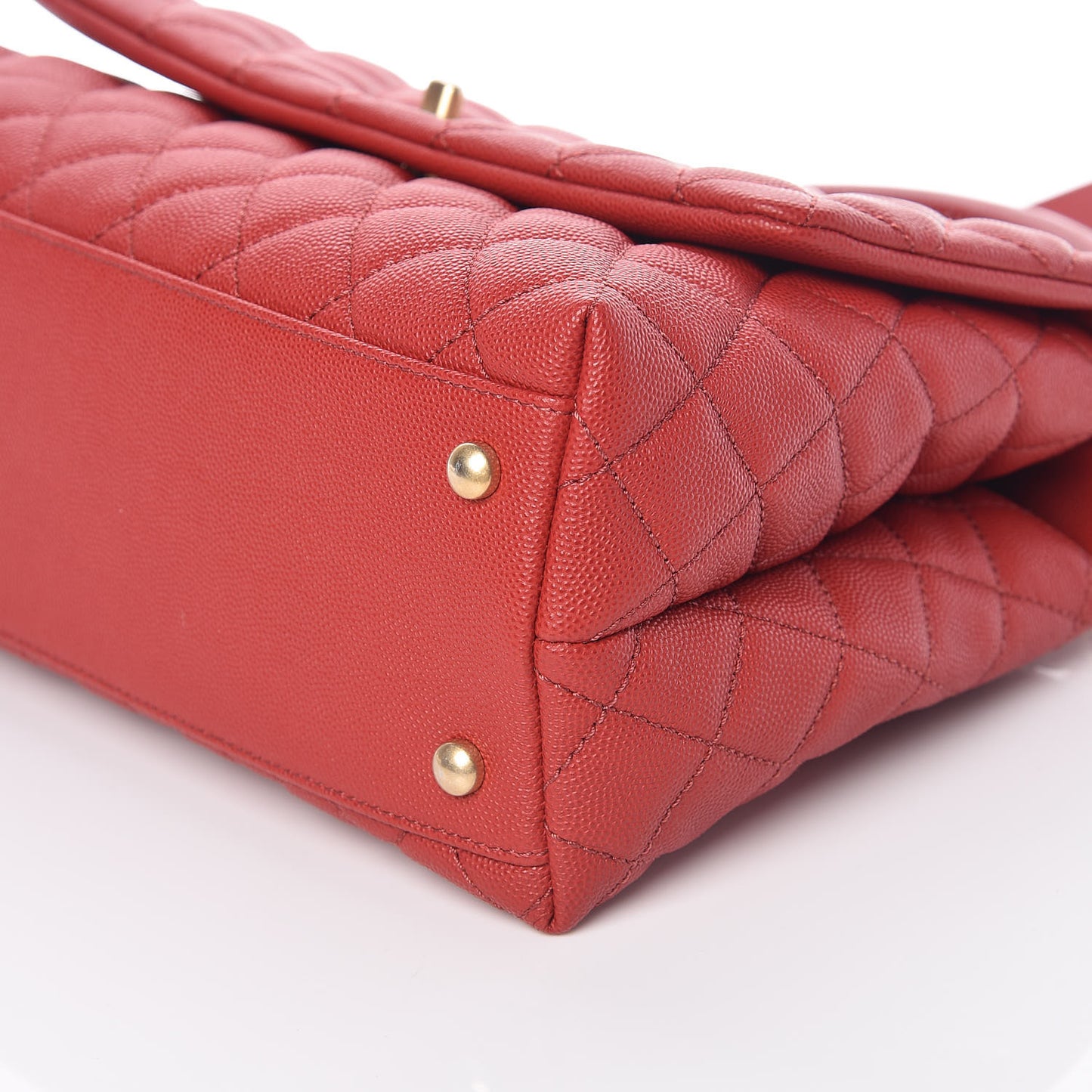 Caviar Lizard Quilted Small Coco Handle Flap Red