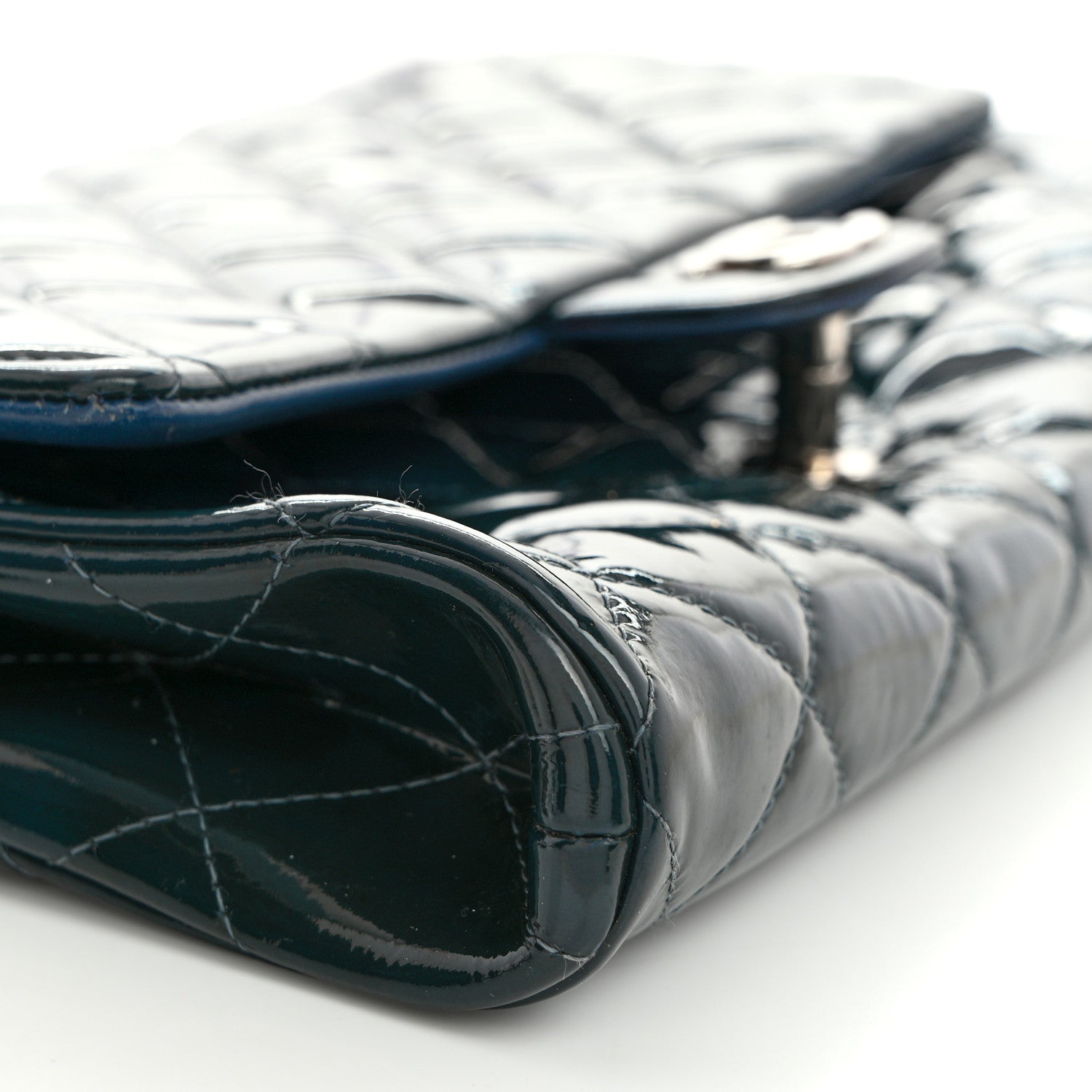 Chanel Patent Quilted Clutch with Chain Flap Blue 9 of 9