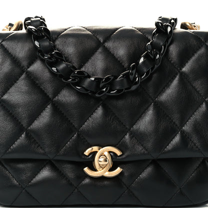 Chanel Lambskin Quilted Small Lacquered Chain Flap Black 8 of 12
