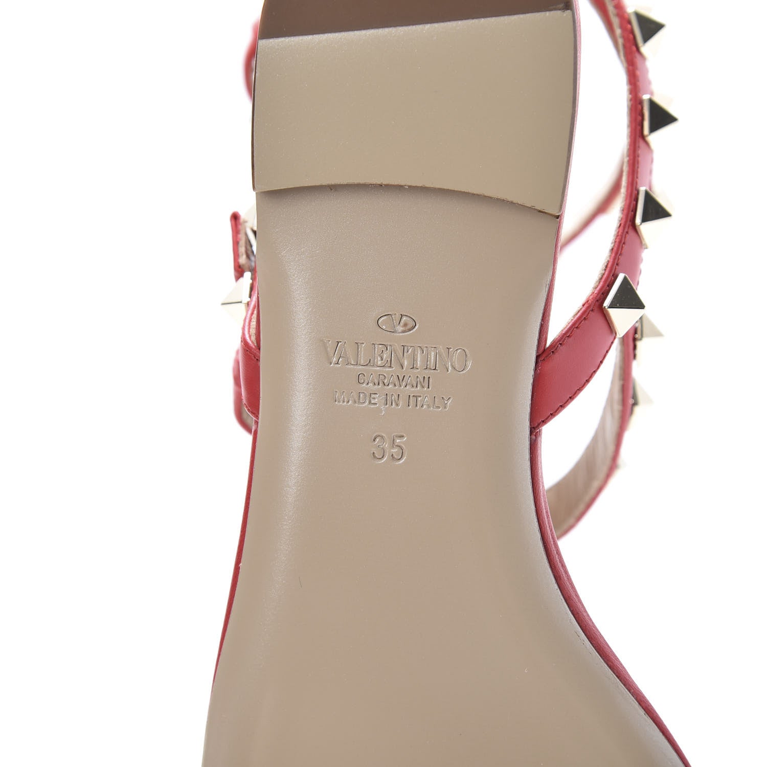 Valentino Garavani Calfskin Rockstud Ankle Wrap Flat Thong Sandals 35 Rouge Pur 6 of 10