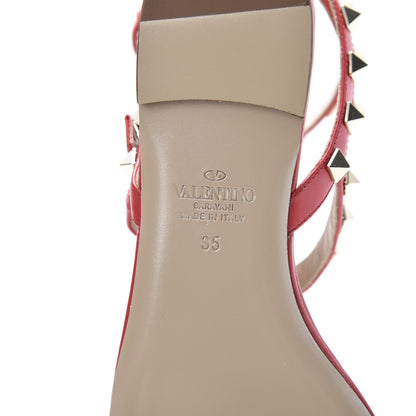 Valentino Garavani Calfskin Rockstud Ankle Wrap Flat Thong Sandals 35 Rouge Pur 6 of 10