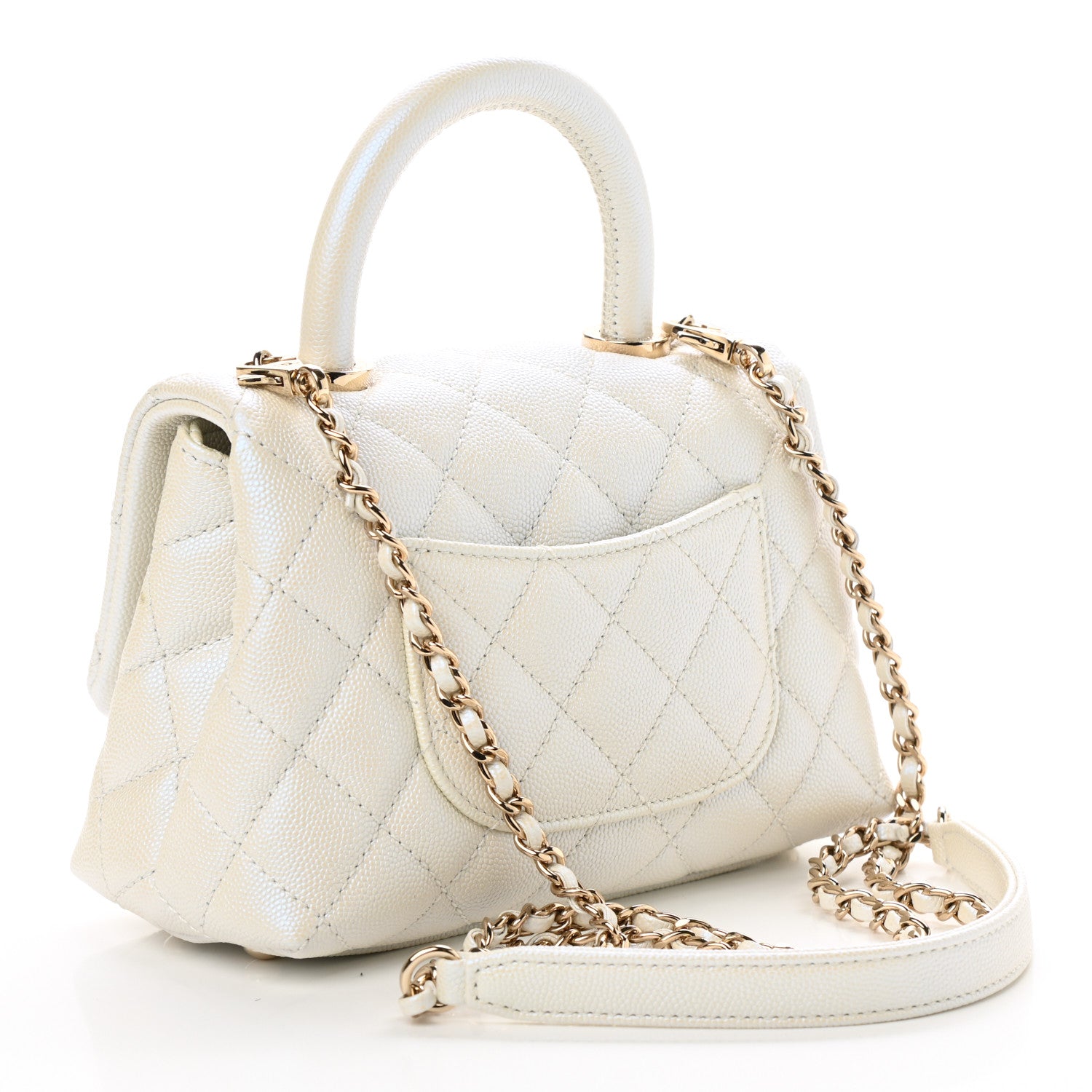 Chanel Iridescent Caviar Quilted Extra Mini Coco Handle Flap Ivory 3 of 10